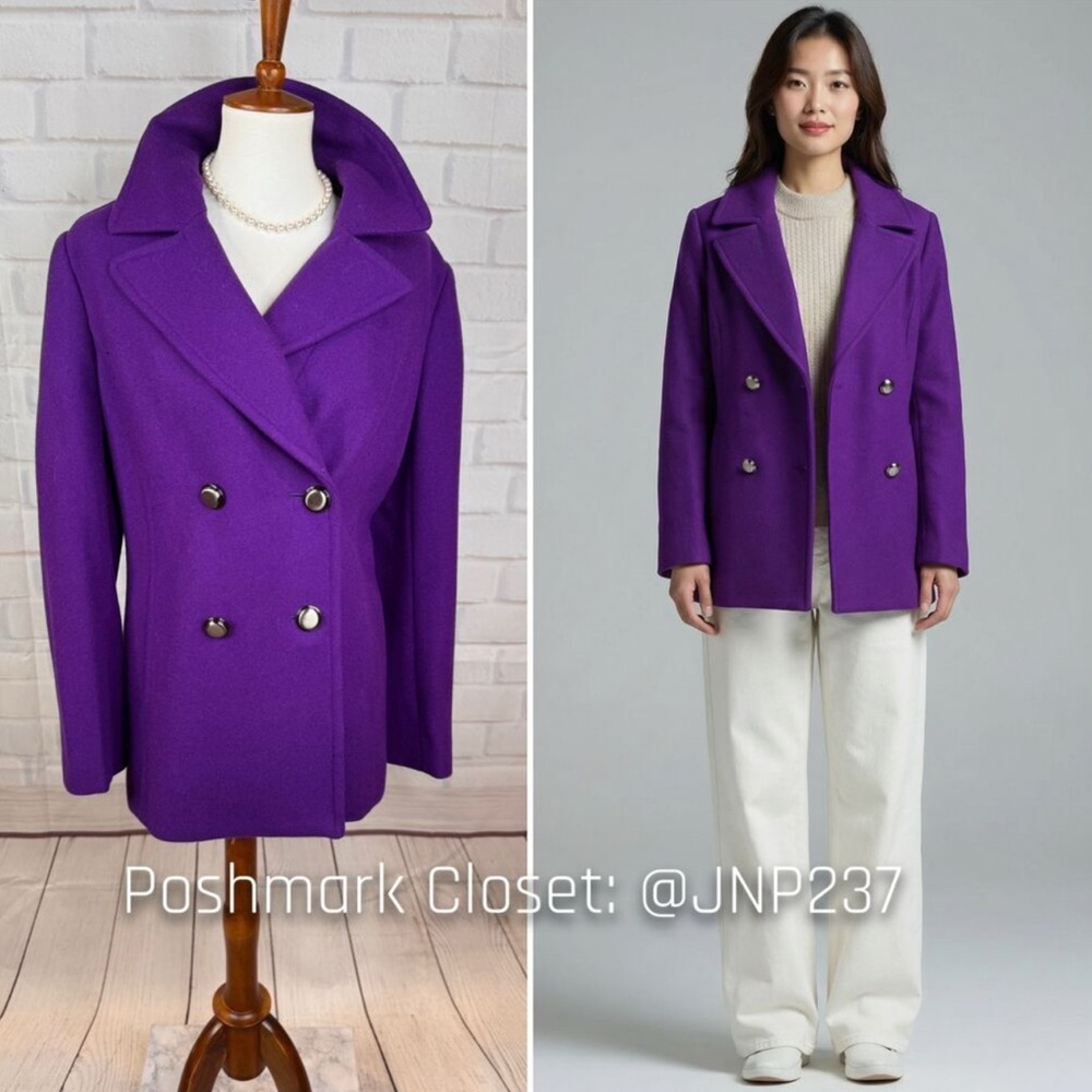 { Coldwater Creek } Violet Wool-Blend Peacoat - Picture 3 of 9
